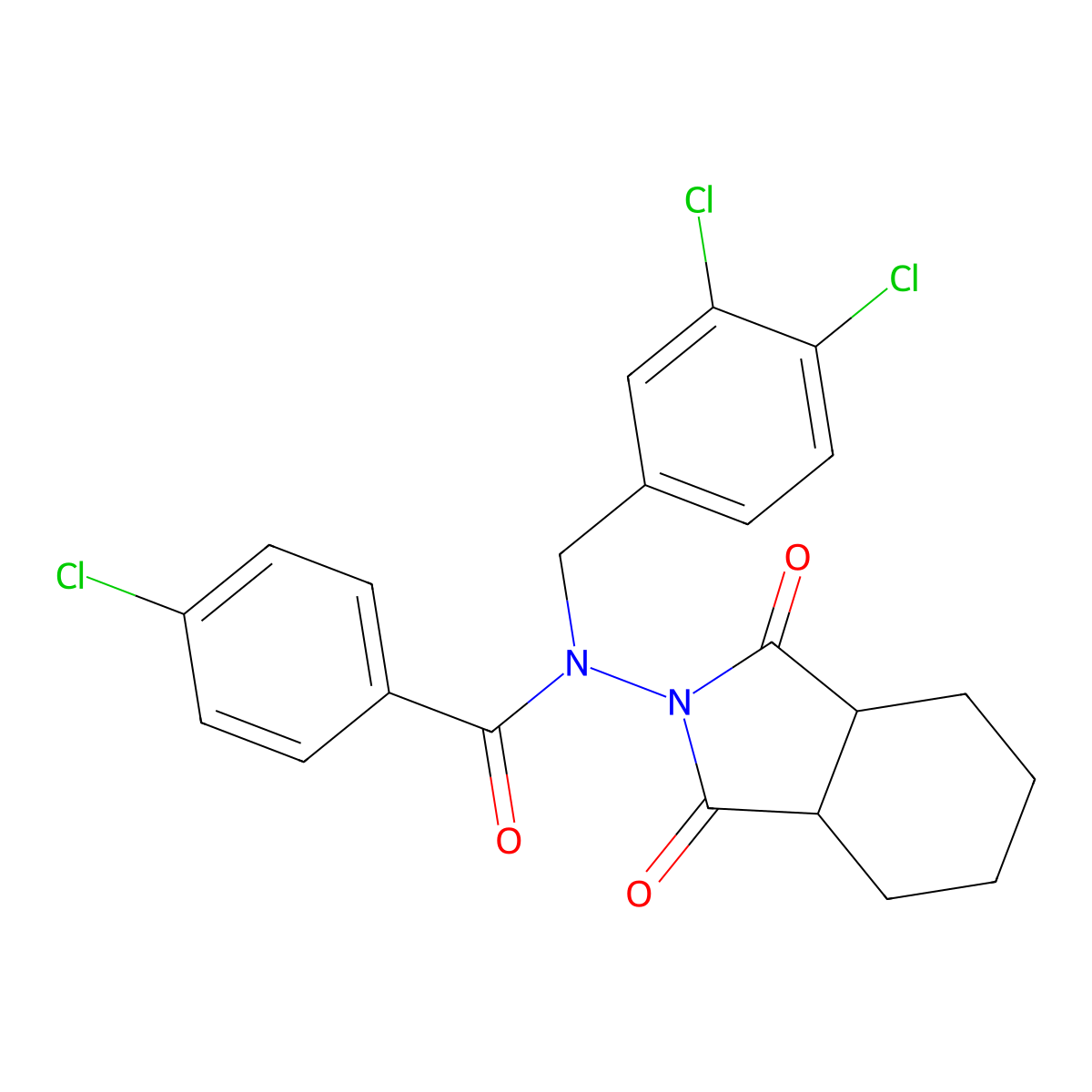 4-chloro-N-(3,4-dichlorobenzyl)-N-(1,3-dioxooctahydro-2H-isoindol-2-yl)benzamide molecular structure, CAS 832122-02-8