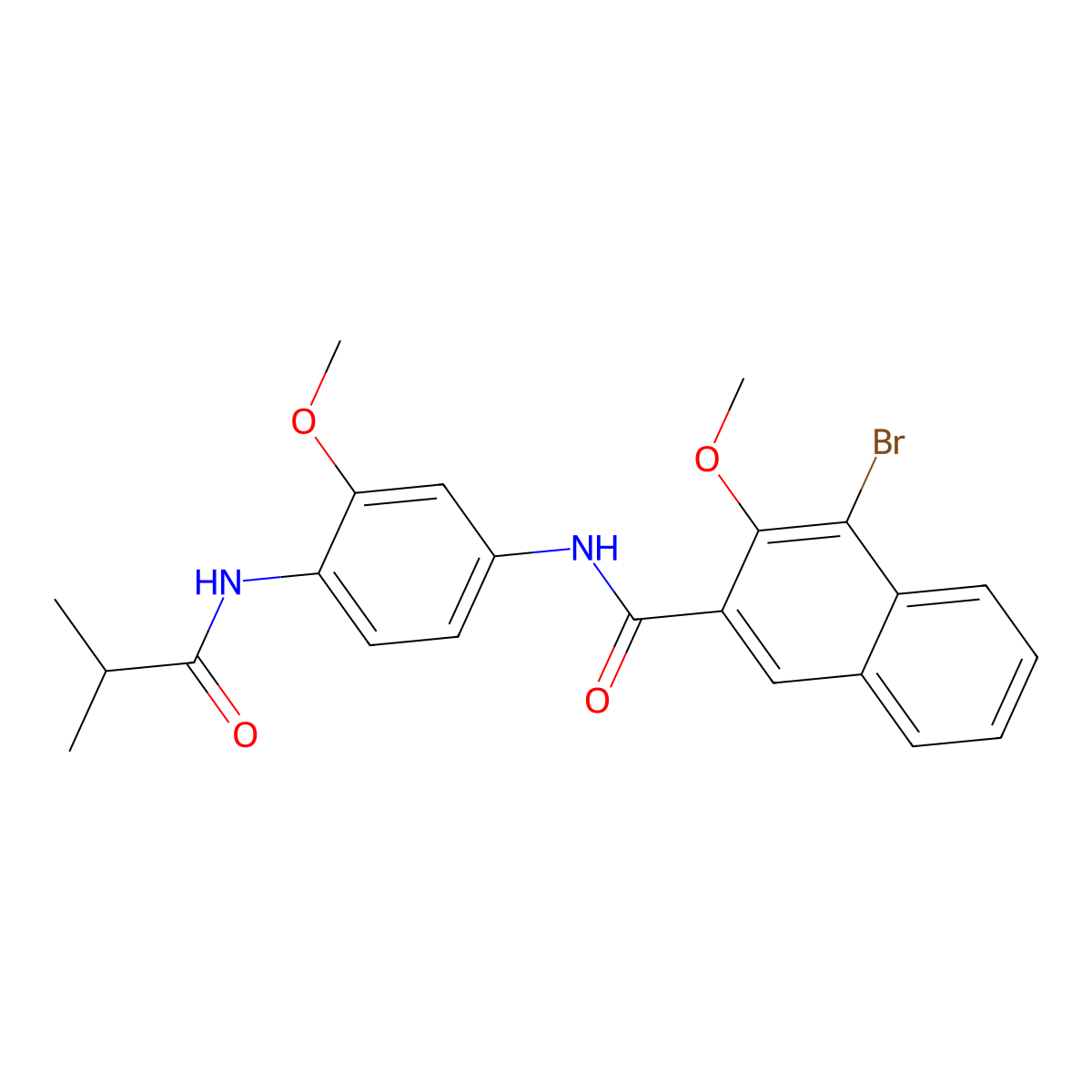 4-bromo-3-methoxy-N-[3-methoxy-4-(2-methylpropanoylamino)phenyl]naphthalene-2-carboxamide molecular structure, CAS 832122-50-6