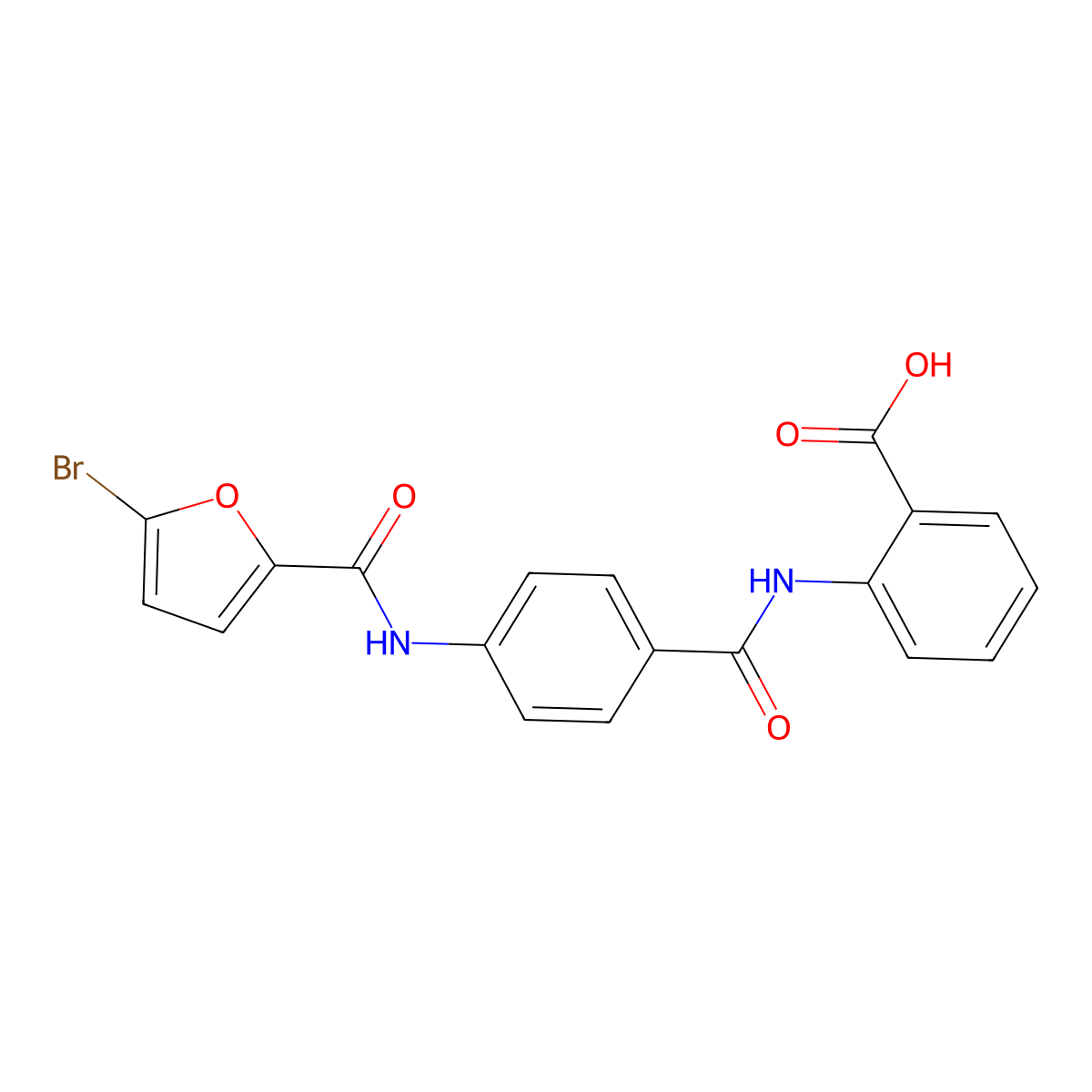 2-({4-[(5-Bromo-2-furoyl)amino]benzoyl}amino)benzoic acid molecular structure, CAS 832122-86-8