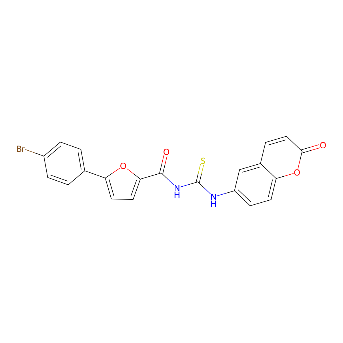5-(4-bromophenyl)-N-[(2-oxochromen-6-yl)carbamothioyl]furan-2-carboxamide molecular structure, CAS 832123-02-1
