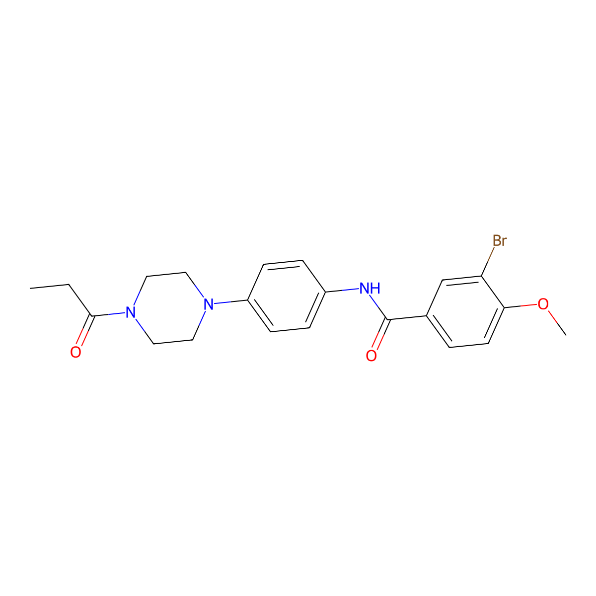 3-bromo-4-methoxy-N-[4-(4-propanoylpiperazin-1-yl)phenyl]benzamide molecular structure, CAS 832123-09-8