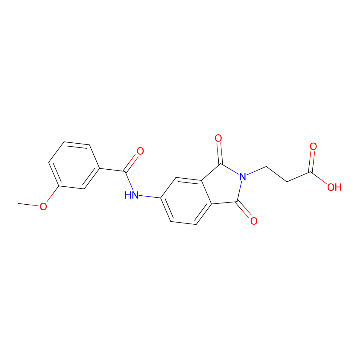 3-{5-[(3-methoxybenzoyl)amino]-1,3-dioxo-1,3-dihydro-2H-isoindol-2-yl}propanoic acid molecular structure, CAS 832123-13-4
