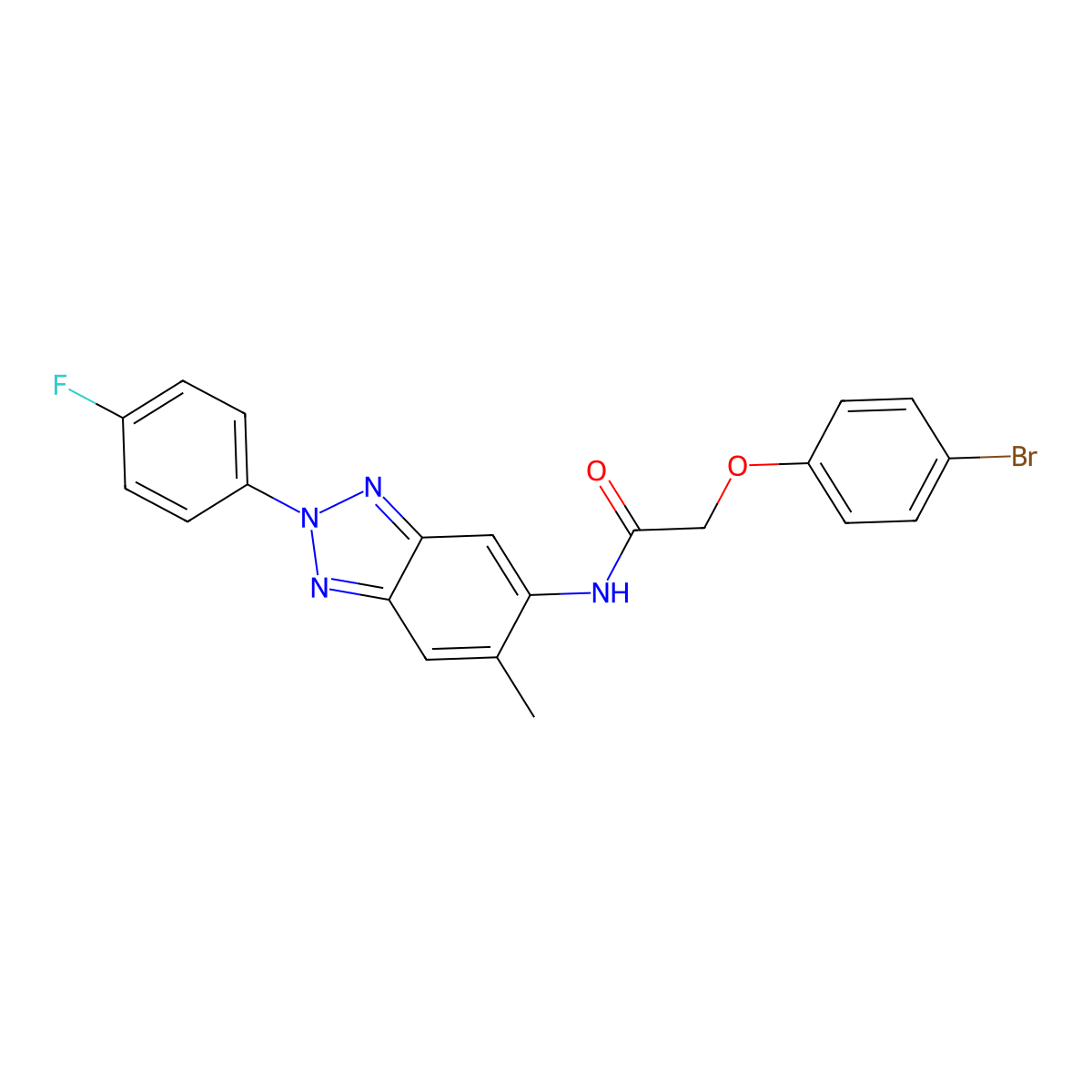 2-(4-bromophenoxy)-N-[2-(4-fluorophenyl)-6-methylbenzotriazol-5-yl]acetamide molecular structure, CAS 832123-14-5