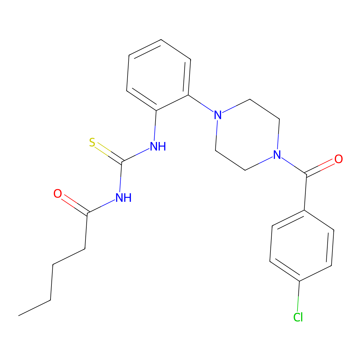 N-[[2-[4-(4-chlorobenzoyl)piperazin-1-yl]phenyl]carbamothioyl]pentanamide molecular structure, CAS 832123-15-6
