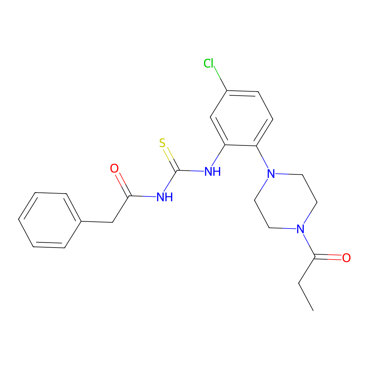 N-[[5-chloro-2-(4-propanoylpiperazin-1-yl)phenyl]carbamothioyl]-2-phenylacetamide molecular structure, CAS 832123-17-8