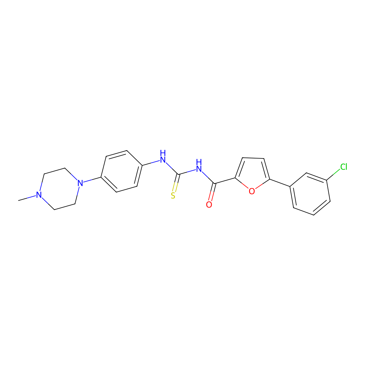 5-(3-chlorophenyl)-N-[[4-(4-methylpiperazin-1-yl)phenyl]carbamothioyl]furan-2-carboxamide molecular structure, CAS 832123-31-6
