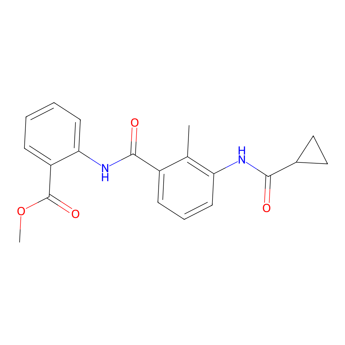 Methyl 2-[({3-[(cyclopropylcarbonyl)amino]-2-methylphenyl}carbonyl)amino]benzoate molecular structure, CAS 832123-35-0