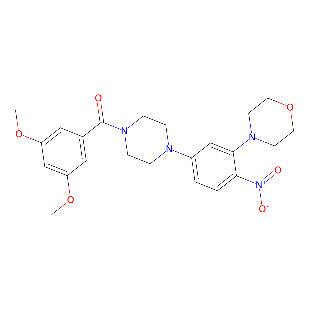 (3,5-Dimethoxyphenyl)-[4-(3-morpholin-4-yl-4-nitrophenyl)piperazin-1-yl]methanone molecular structure, CAS 832123-48-5