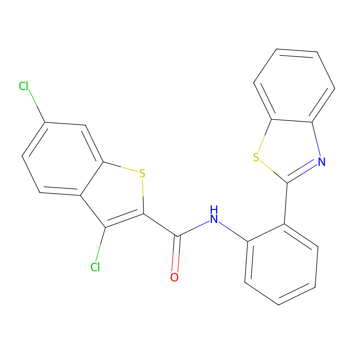 N-[2-(1,3-benzothiazol-2-yl)phenyl]-3,6-dichloro-1-benzothiophene-2-carboxamide molecular structure, CAS 832124-33-1