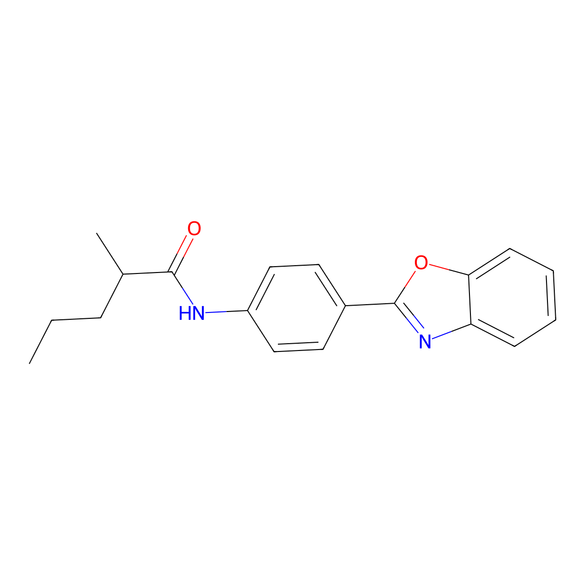 N-[4-(1,3-benzoxazol-2-yl)phenyl]-2-methylpentanamide molecular structure, CAS 832124-34-2