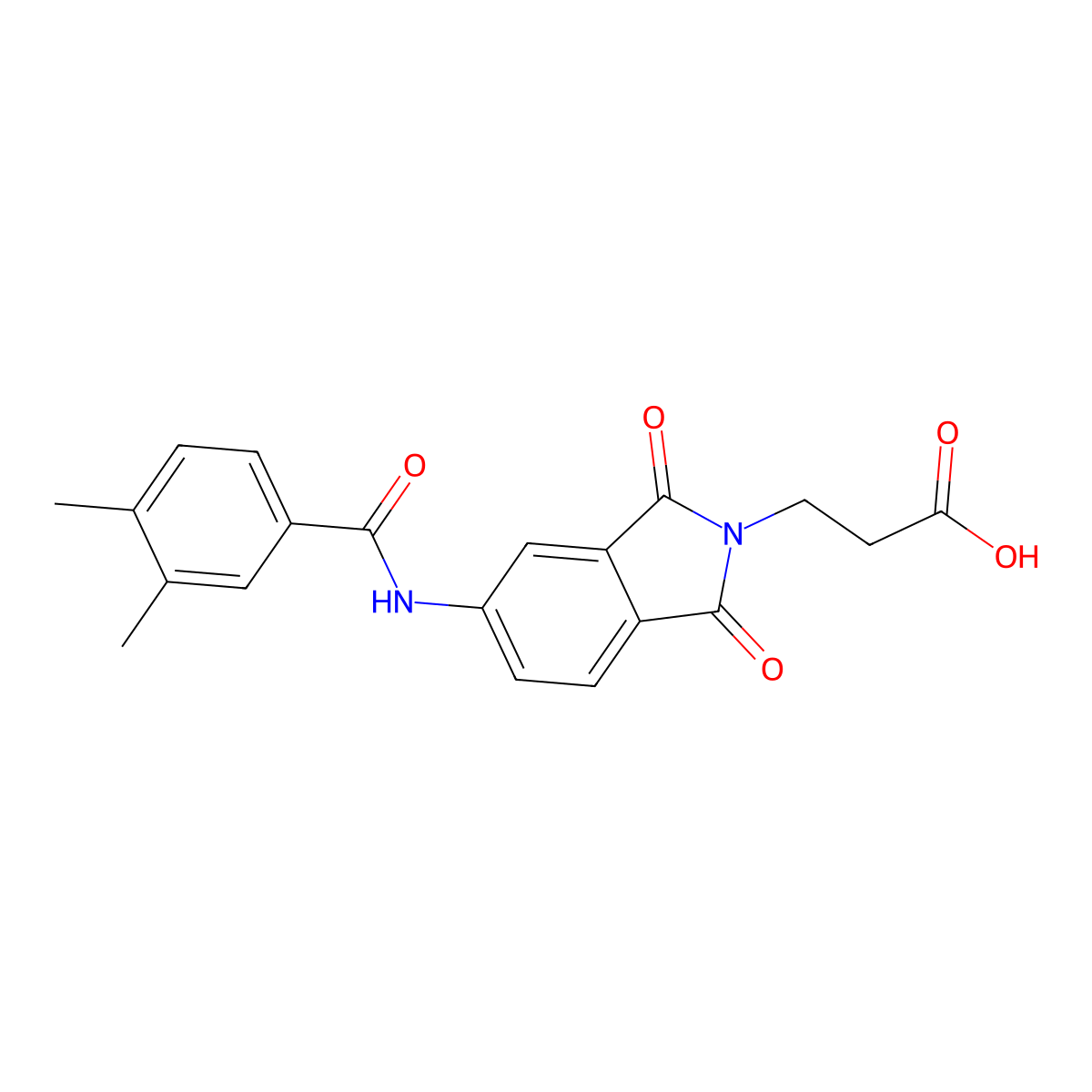 3-(5-{[(3,4-dimethylphenyl)carbonyl]amino}-1,3-dioxo-1,3-dihydro-2H-isoindol-2-yl)propanoic acid molecular structure, CAS 832124-36-4
