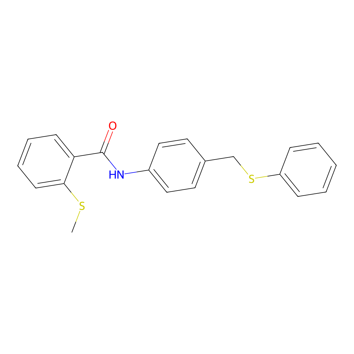 2-methylsulfanyl-N-[4-(phenylsulfanylmethyl)phenyl]benzamide molecular structure, CAS 832124-55-7