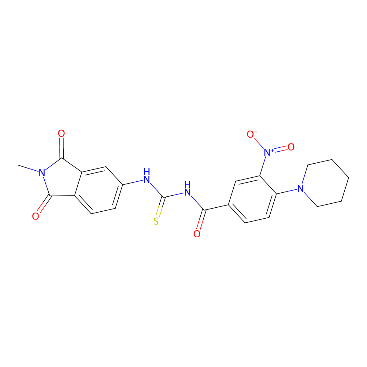 N-[(2-methyl-1,3-dioxoisoindol-5-yl)carbamothioyl]-3-nitro-4-piperidin-1-ylbenzamide molecular structure, CAS 832124-61-5