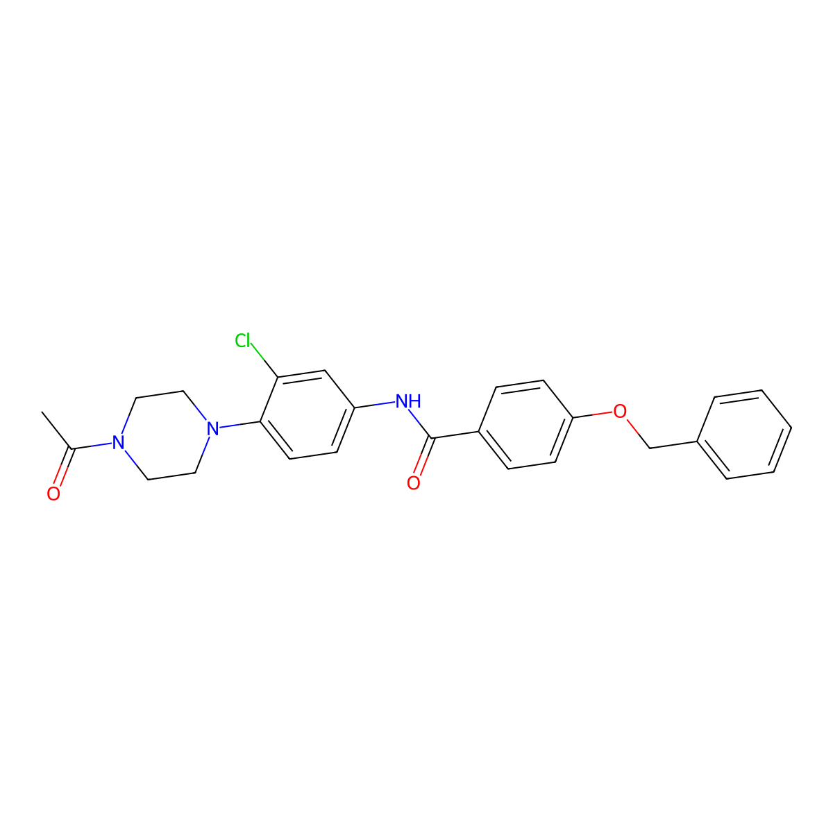 N-[4-(4-acetylpiperazin-1-yl)-3-chlorophenyl]-4-phenylmethoxybenzamide molecular structure, CAS 832125-02-7