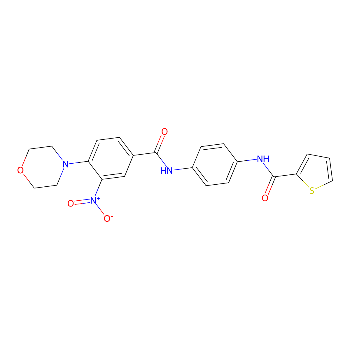N-[4-[(4-morpholin-4-yl-3-nitrobenzoyl)amino]phenyl]thiophene-2-carboxamide molecular structure, CAS 832125-15-2