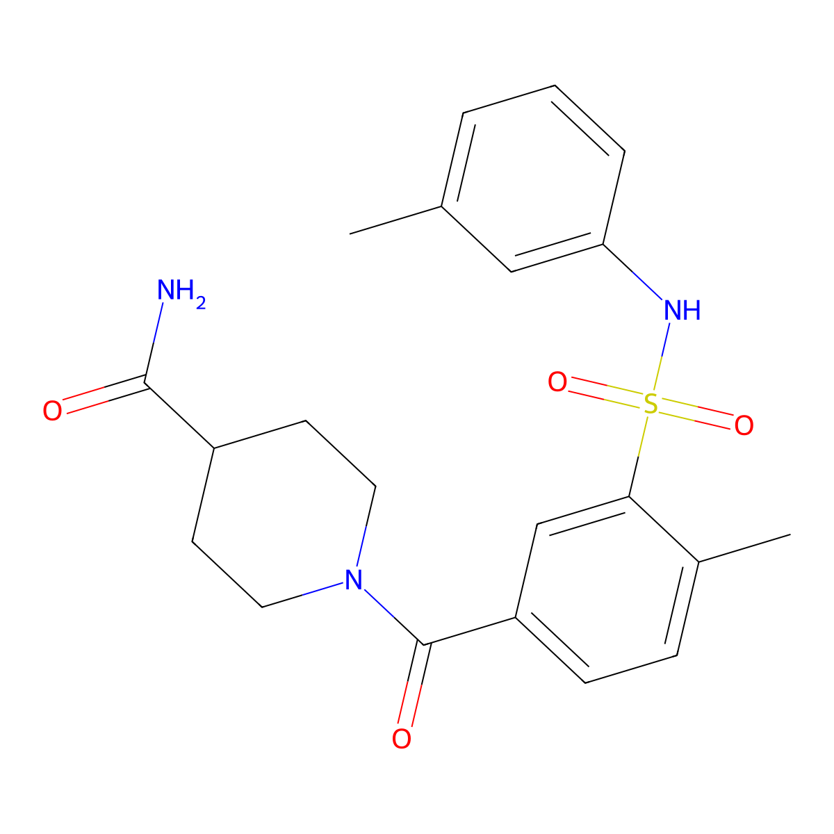 1-[4-Methyl-3-[(3-methylphenyl)sulfamoyl]benzoyl]piperidine-4-carboxamide molecular structure, CAS 832125-17-4
