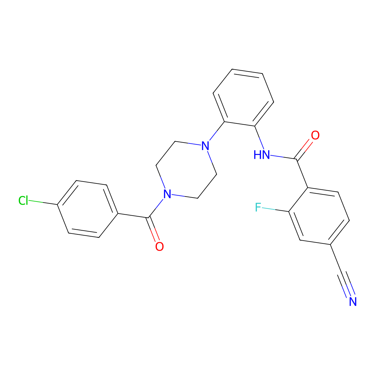N-[2-[4-(4-chlorobenzoyl)piperazin-1-yl]phenyl]-4-cyano-2-fluorobenzamide molecular structure, CAS 832125-45-8
