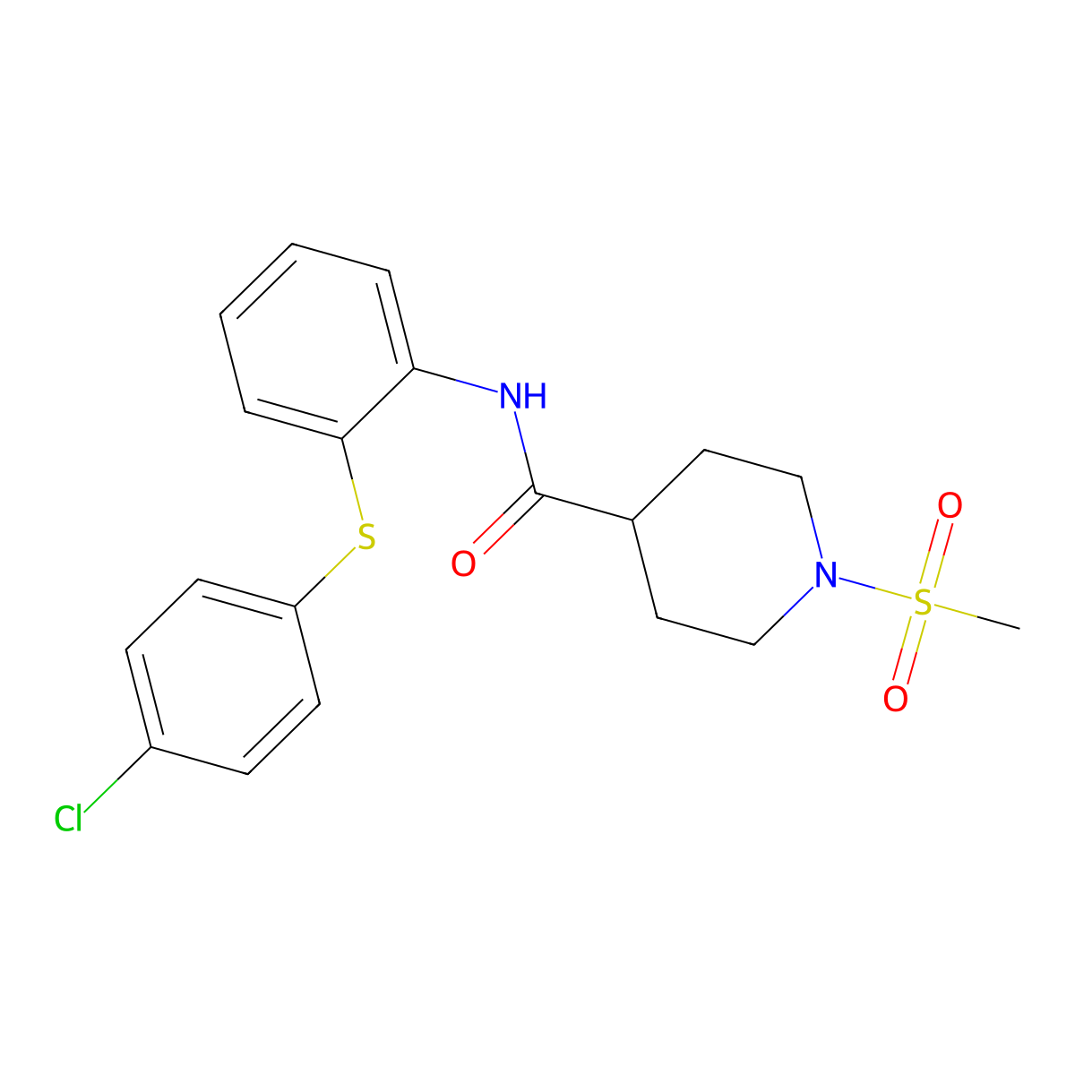 N-{2-[(4-chlorophenyl)sulfanyl]phenyl}-1-(methylsulfonyl)piperidine-4-carboxamide molecular structure, CAS 832125-93-6