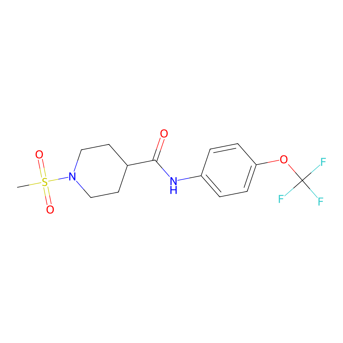 1-(methylsulfonyl)-N-[4-(trifluoromethoxy)phenyl]piperidine-4-carboxamide molecular structure, CAS 832126-04-2