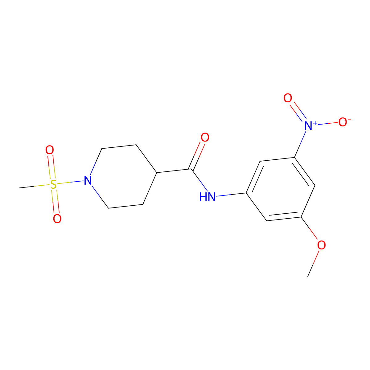 N-(3-methoxy-5-nitrophenyl)-1-(methylsulfonyl)piperidine-4-carboxamide molecular structure, CAS 832126-05-3