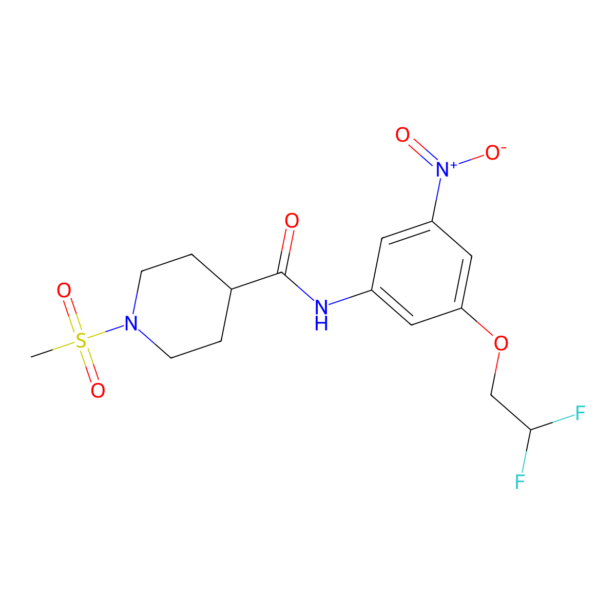 N-[3-(2,2-difluoroethoxy)-5-nitrophenyl]-1-(methylsulfonyl)piperidine-4-carboxamide molecular structure, CAS 832126-11-1