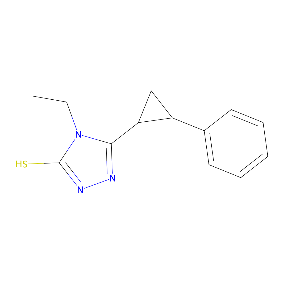4-ethyl-5-(2-phenylcyclopropyl)-4H-1,2,4-triazole-3-thiol molecular structure, CAS 832126-18-8