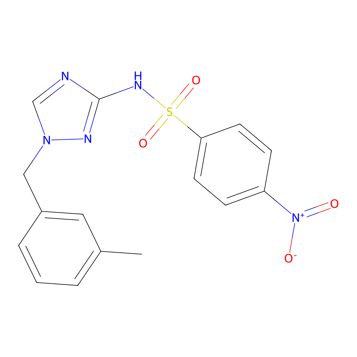 N-[1-(3-methylbenzyl)-1H-1,2,4-triazol-3-yl]-4-nitrobenzenesulfonamide molecular structure, CAS 832126-37-1