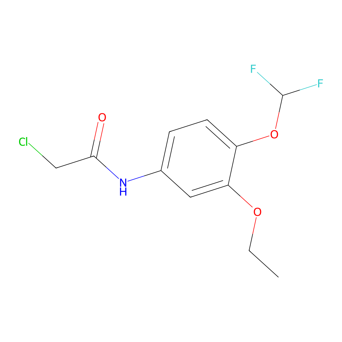 2-chloro-N-[4-(difluoromethoxy)-3-ethoxyphenyl]acetamide molecular structure, CAS 832127-42-1