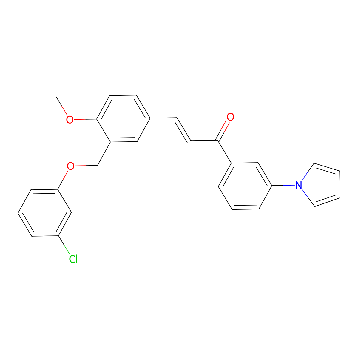 3-[3-[(3-Chlorophenoxy)methyl]-4-methoxyphenyl]-1-[3-(1H-pyrrol-1-yl)phenyl]-2-propen-1-one molecular structure, CAS 832127-57-8