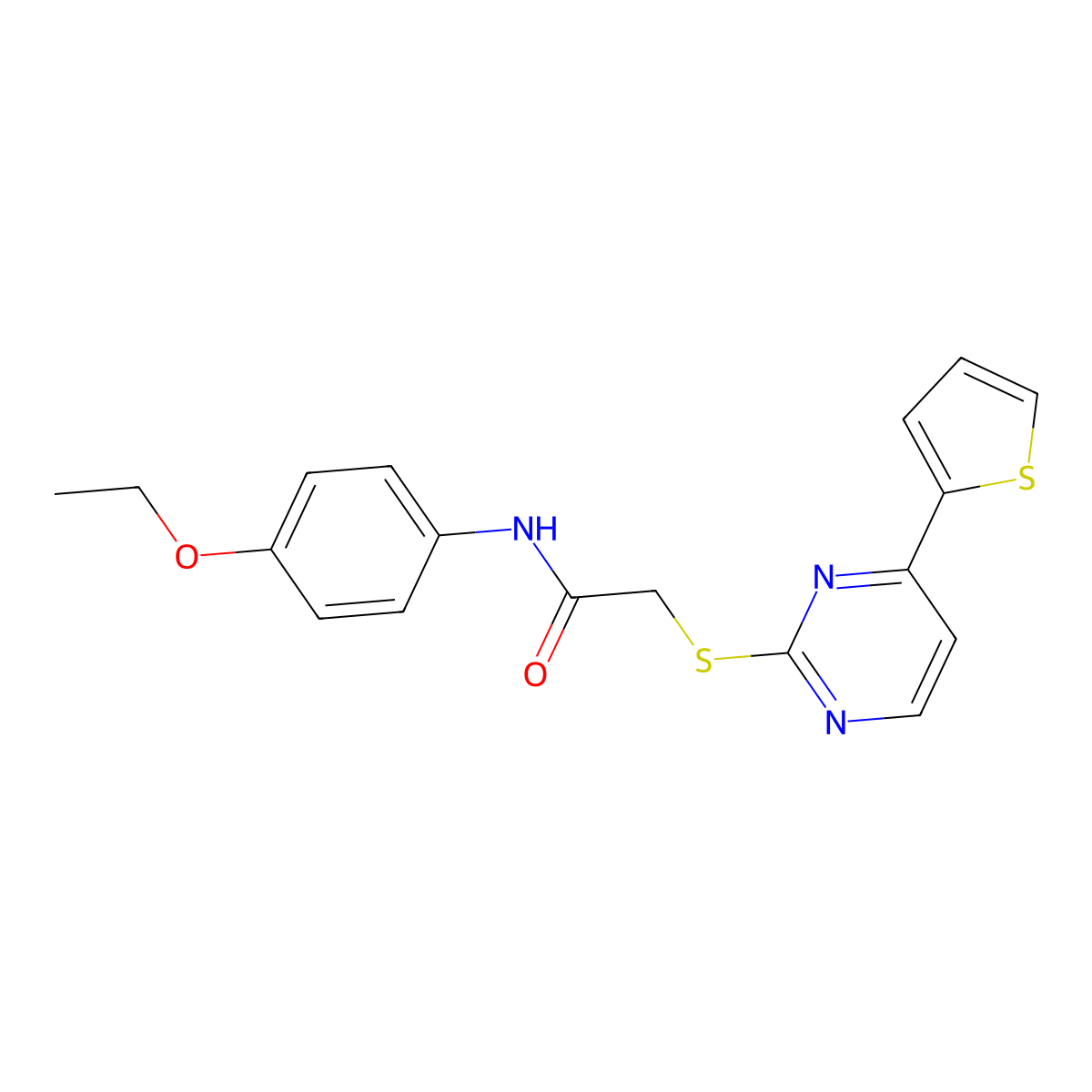 N-(4-ethoxyphenyl)-2-{[4-(thiophen-2-yl)pyrimidin-2-yl]sulfanyl}acetamide molecular structure, CAS 832127-62-5