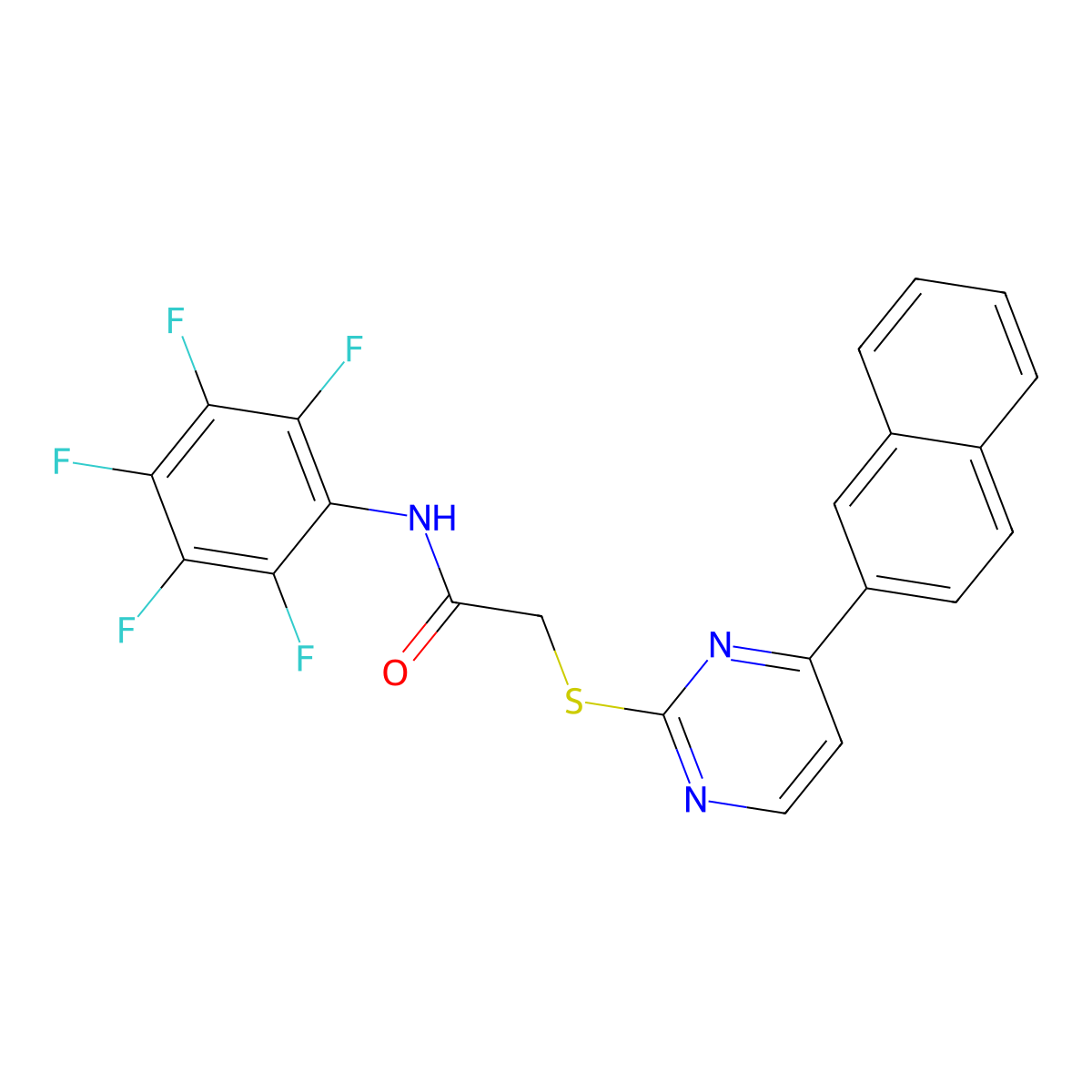 2-{[4-(naphthalen-2-yl)pyrimidin-2-yl]sulfanyl}-N-(pentafluorophenyl)acetamide molecular structure, CAS 832129-21-2