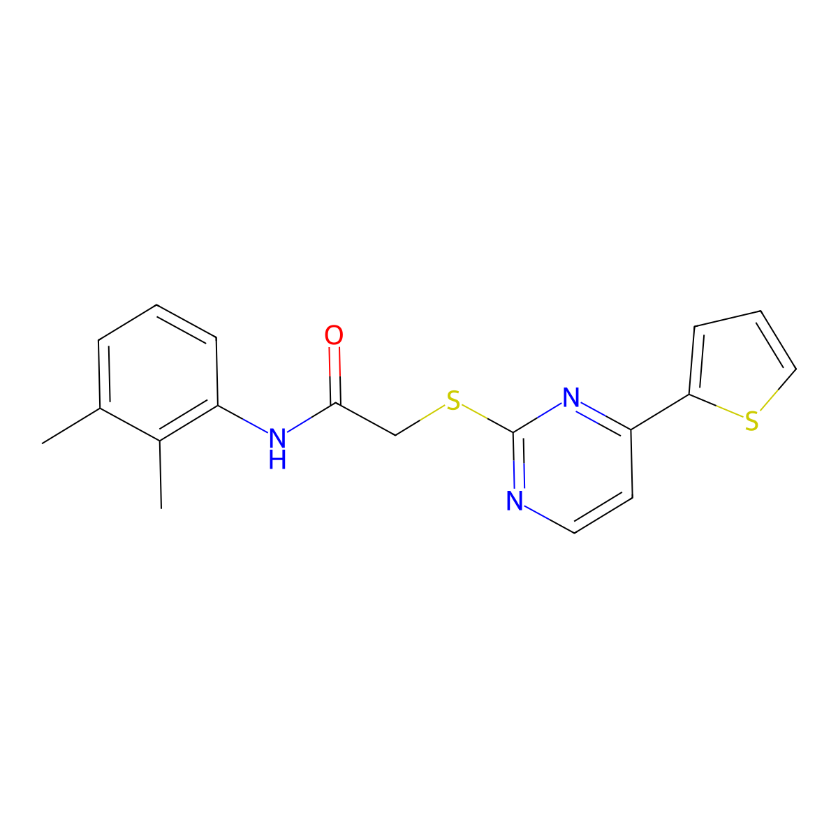 N-(2,3-dimethylphenyl)-2-{[4-(thiophen-2-yl)pyrimidin-2-yl]sulfanyl}acetamide molecular structure, CAS 832129-50-7