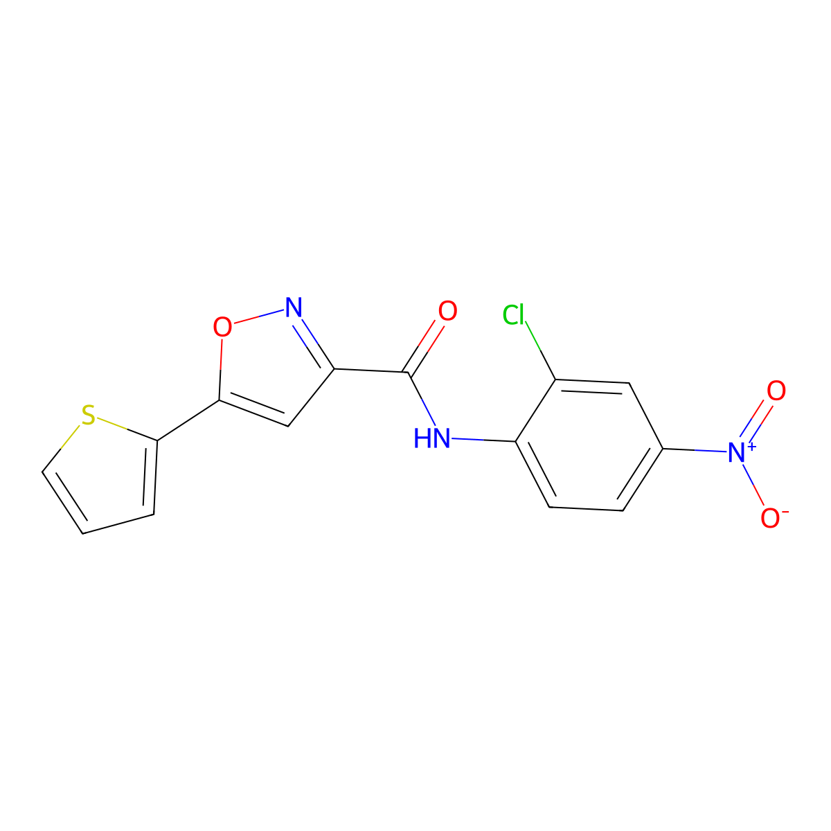 N-(2-chloro-4-nitrophenyl)-5-(thiophen-2-yl)-1,2-oxazole-3-carboxamide molecular structure, CAS 832129-65-4