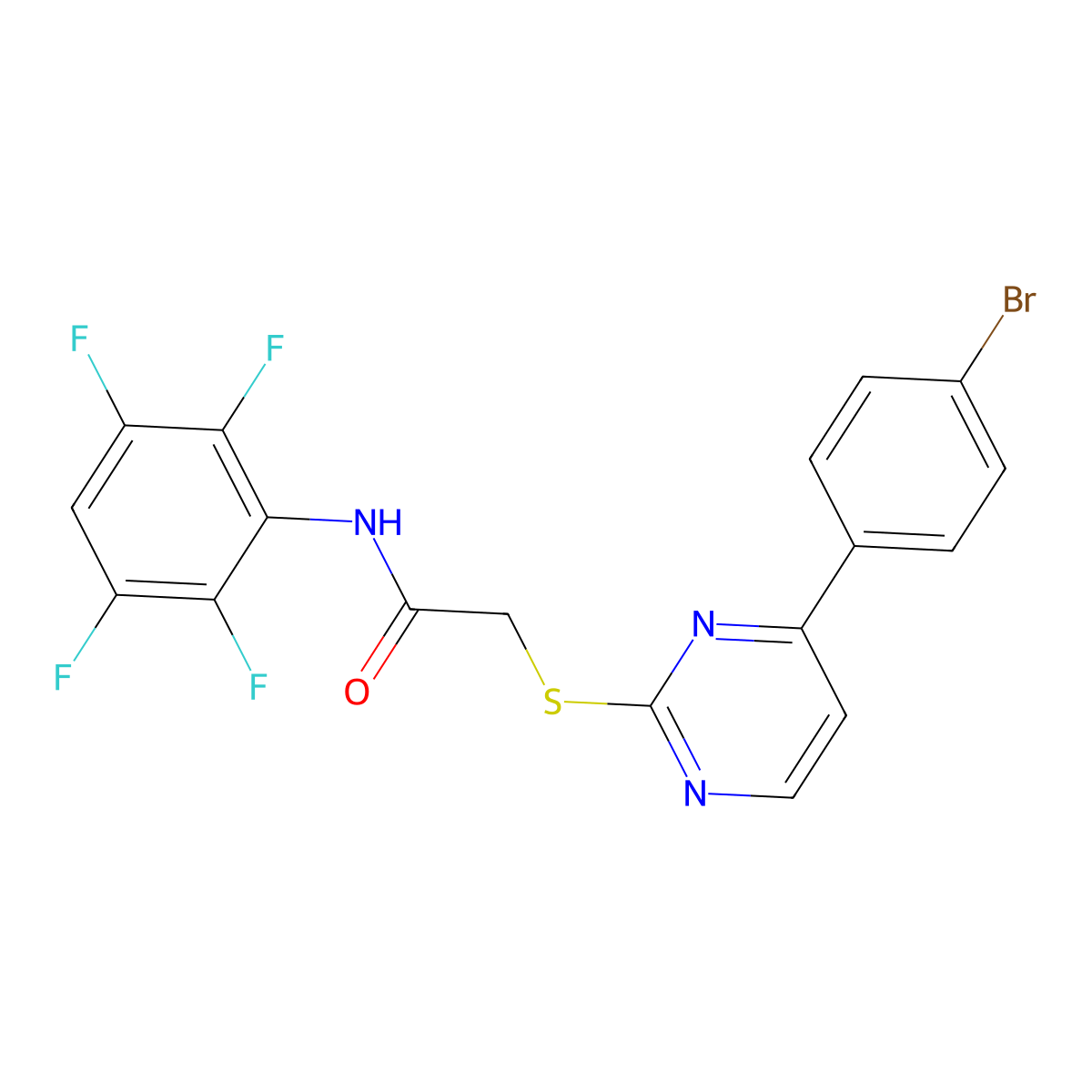 2-{[4-(4-bromophenyl)pyrimidin-2-yl]sulfanyl}-N-(2,3,5,6-tetrafluorophenyl)acetamide molecular structure, CAS 832129-88-1