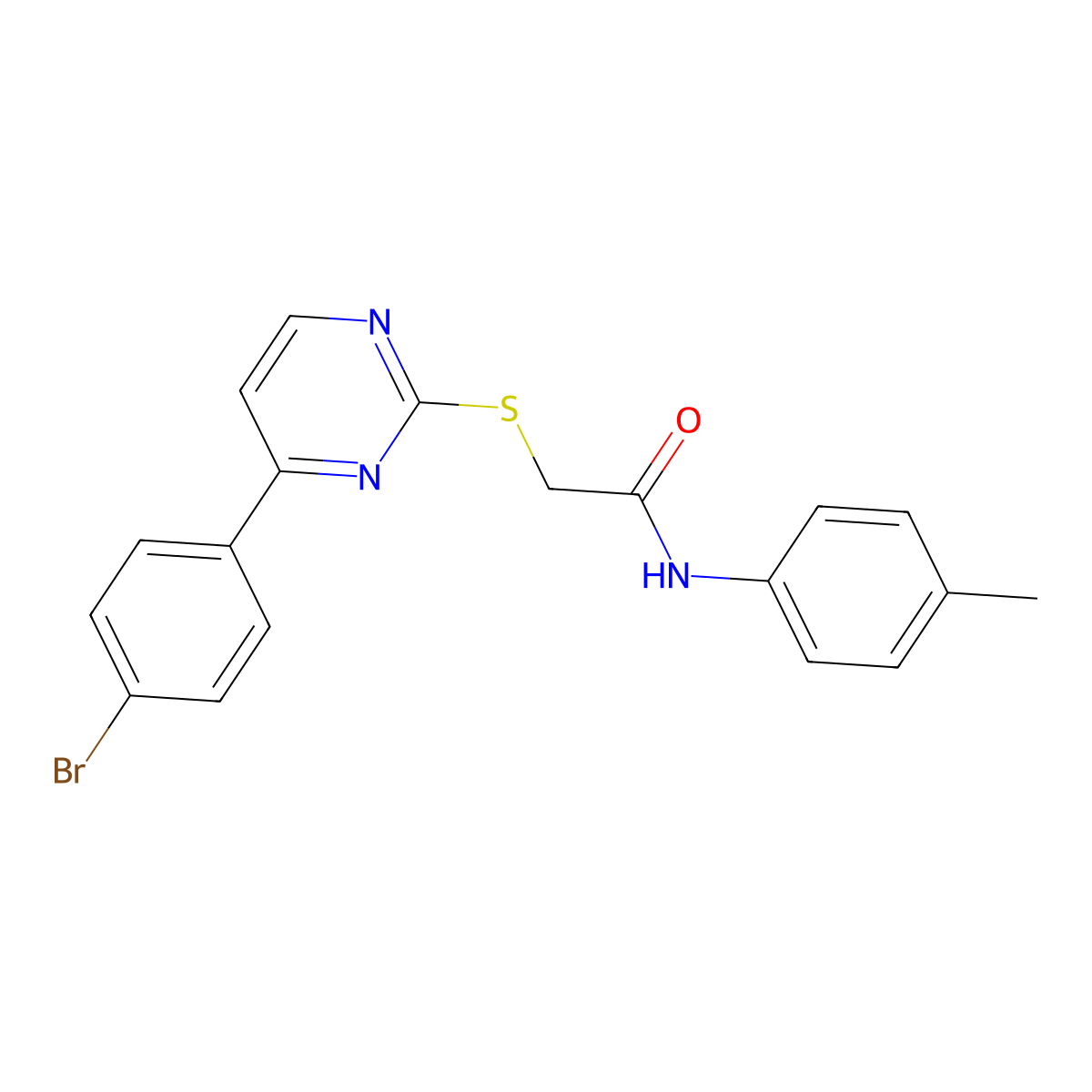 2-{[4-(4-bromophenyl)pyrimidin-2-yl]sulfanyl}-N-(4-methylphenyl)acetamide molecular structure, CAS 832129-90-5
