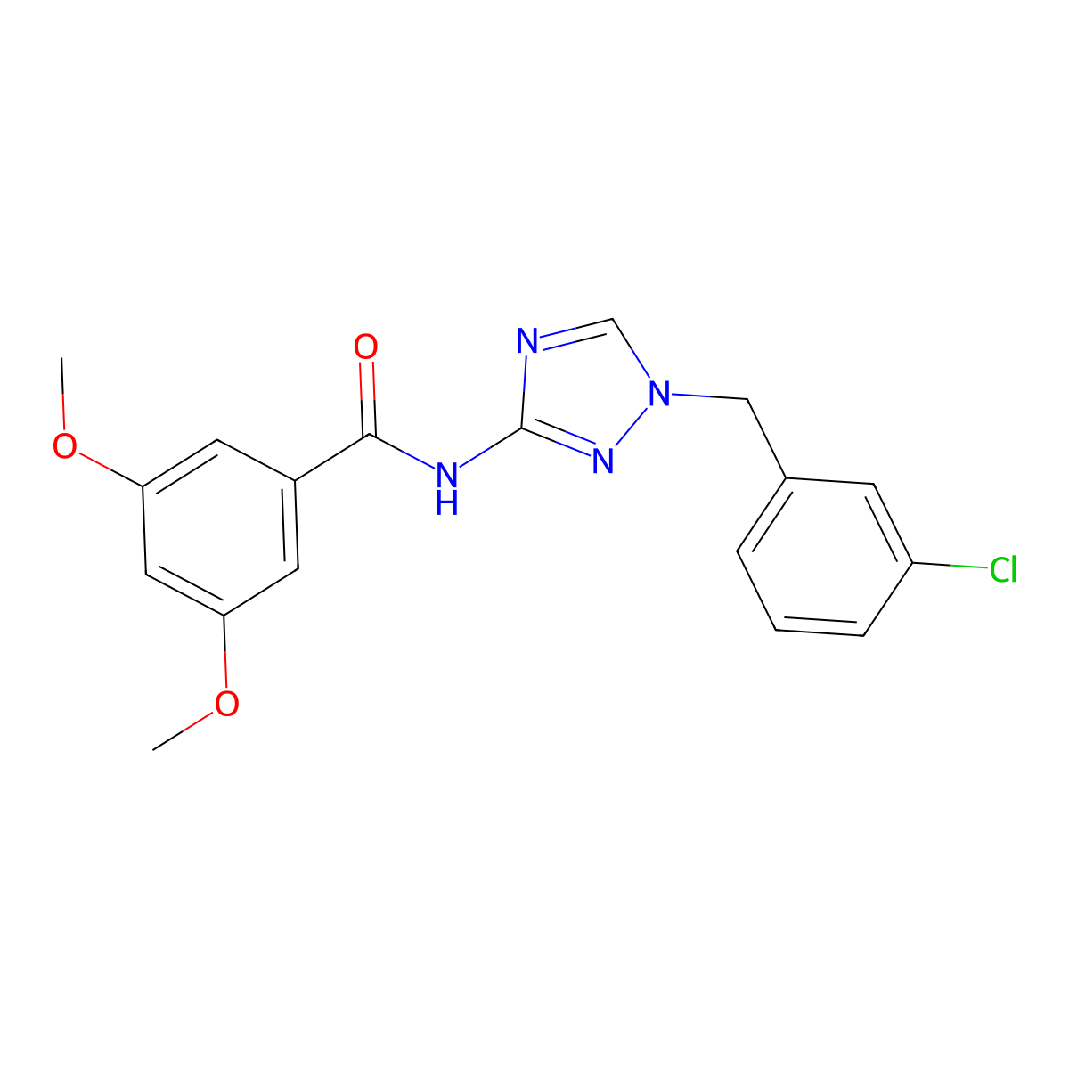 N-[1-[(3-chlorophenyl)methyl]-1,2,4-triazol-3-yl]-3,5-dimethoxybenzamide molecular structure, CAS 832134-45-9