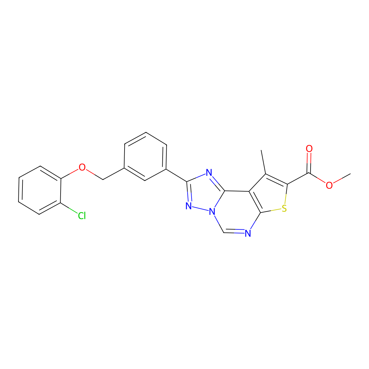Methyl 2-{3-[(2-chlorophenoxy)methyl]phenyl}-9-methylthieno[3,2-e][1,2,4]triazolo[1,5-c]pyrimidine-8-carboxylate molecular structure, CAS 832134-52-8