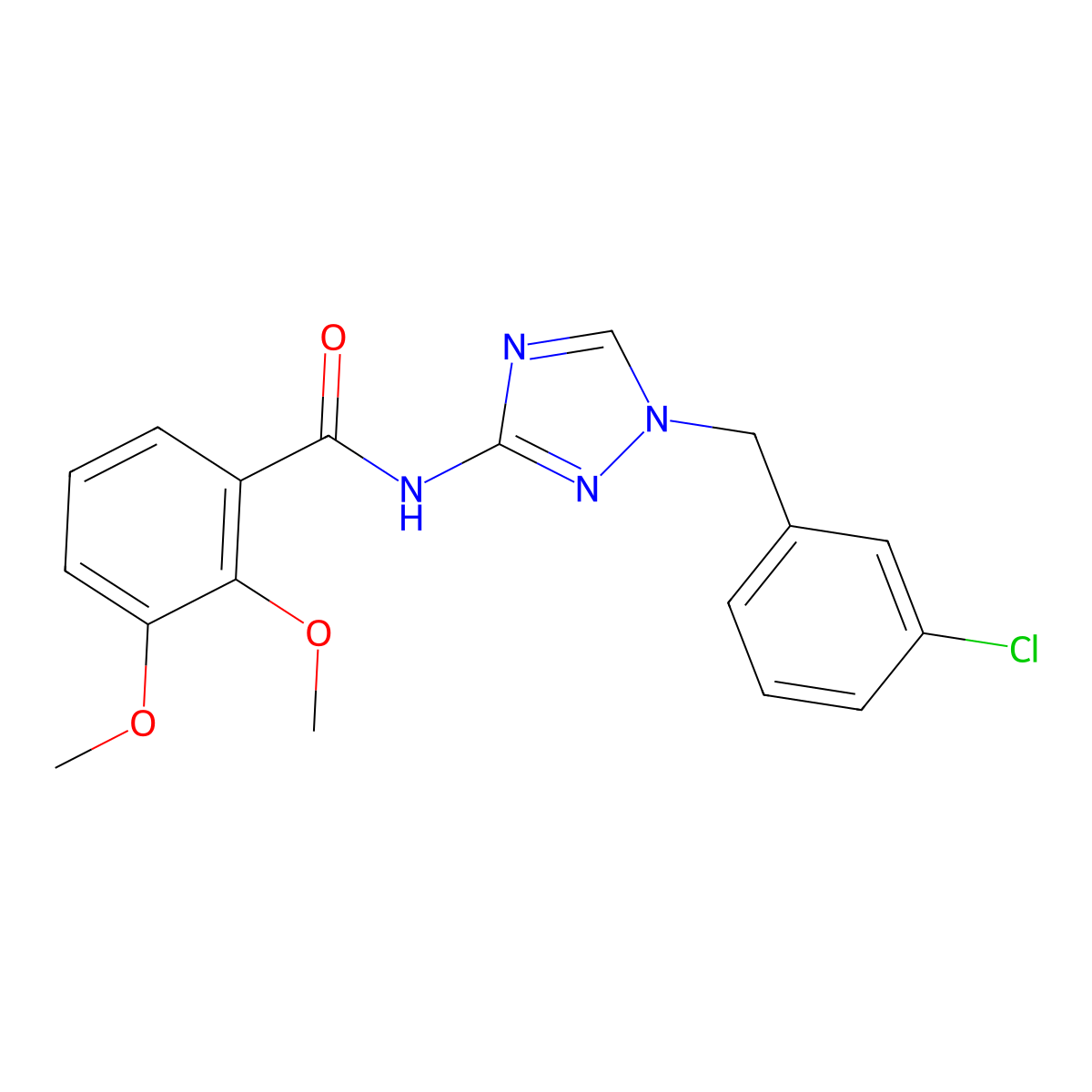 N-[1-[(3-chlorophenyl)methyl]-1,2,4-triazol-3-yl]-2,3-dimethoxybenzamide molecular structure, CAS 832134-79-9