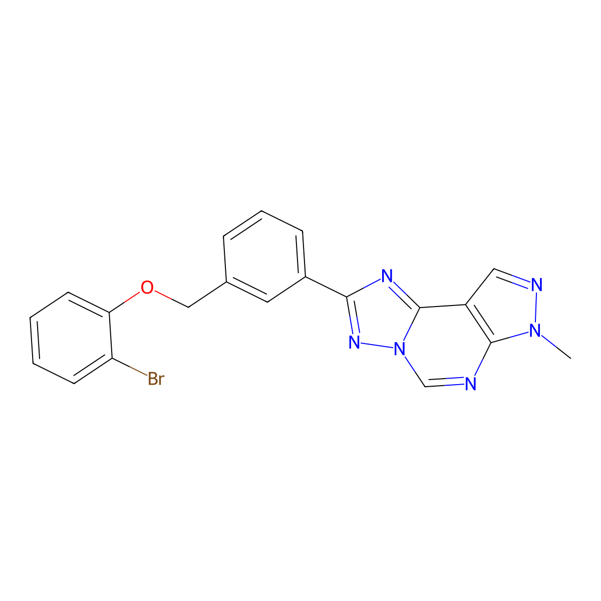 2-{3-[(2-bromophenoxy)methyl]phenyl}-7-methyl-7H-pyrazolo[4,3-e][1,2,4]triazolo[1,5-c]pyrimidine molecular structure, CAS 832135-75-8
