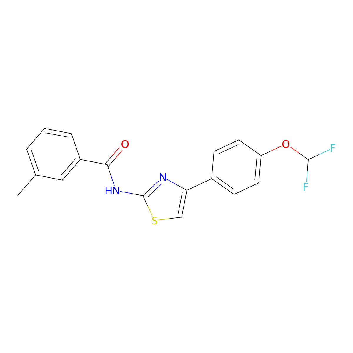 N-{4-[4-(difluoromethoxy)phenyl]-1,3-thiazol-2-yl}-3-methylbenzamide molecular structure, CAS 832135-79-2