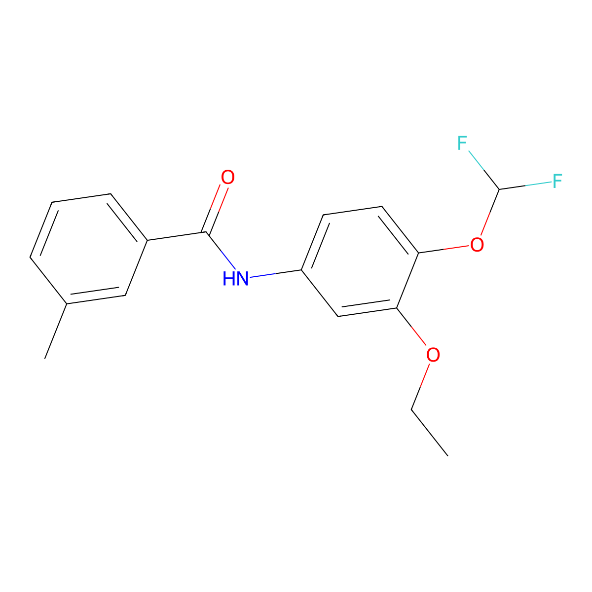 N-[4-(difluoromethoxy)-3-ethoxyphenyl]-3-methylbenzamide molecular structure, CAS 832135-84-9