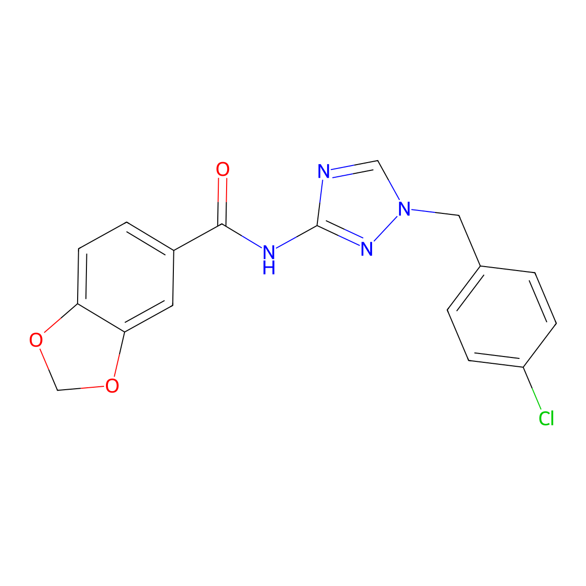 N-[1-[(4-chlorophenyl)methyl]-1,2,4-triazol-3-yl]-1,3-benzodioxole-5-carboxamide molecular structure, CAS 832135-93-0
