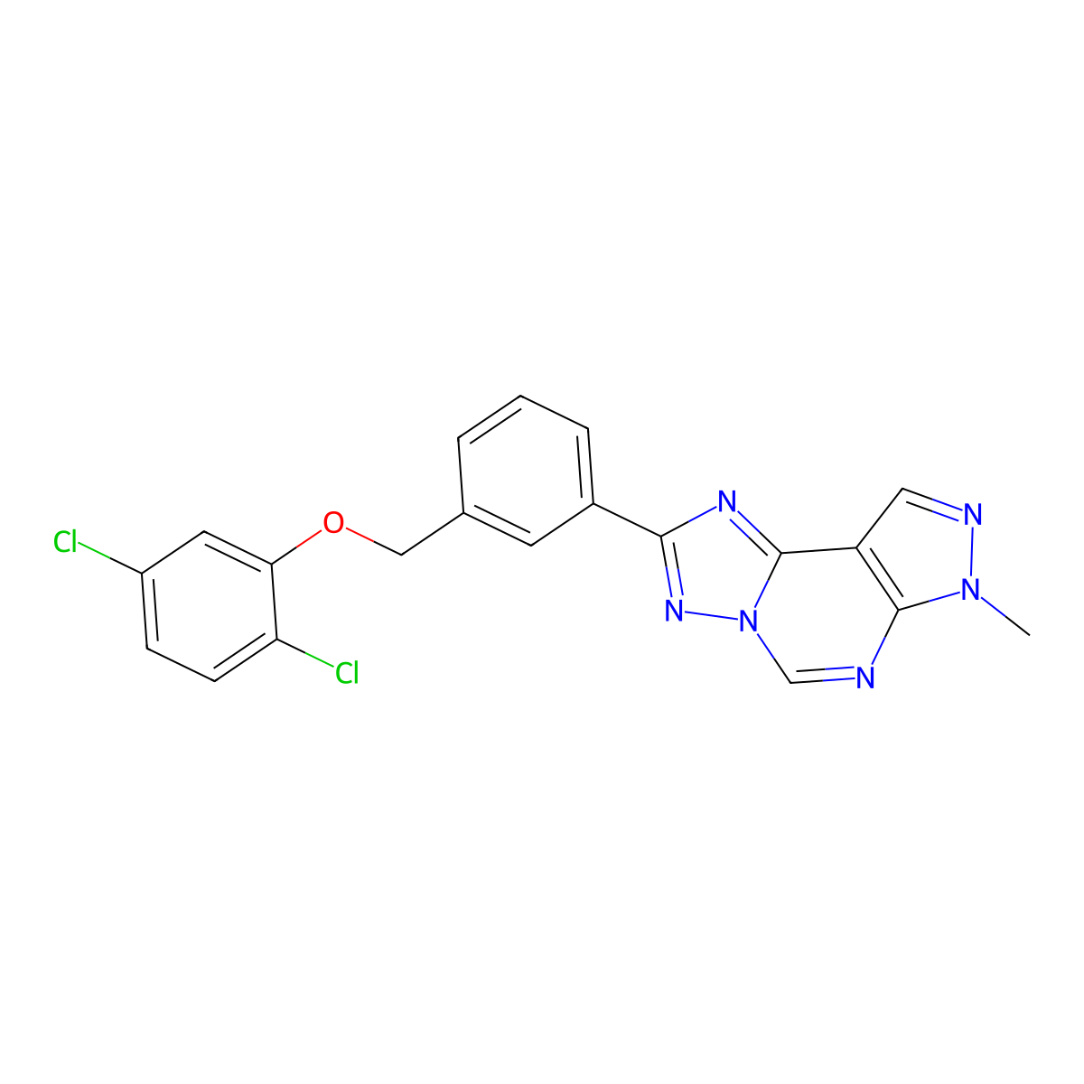 2,5-Dichlorophenyl [3-(7-methyl-7H-pyrazolo[4,3-E][1,2,4]triazolo[1,5-C]pyrimidin-2-YL)benzyl] ether molecular structure, CAS 832136-01-3