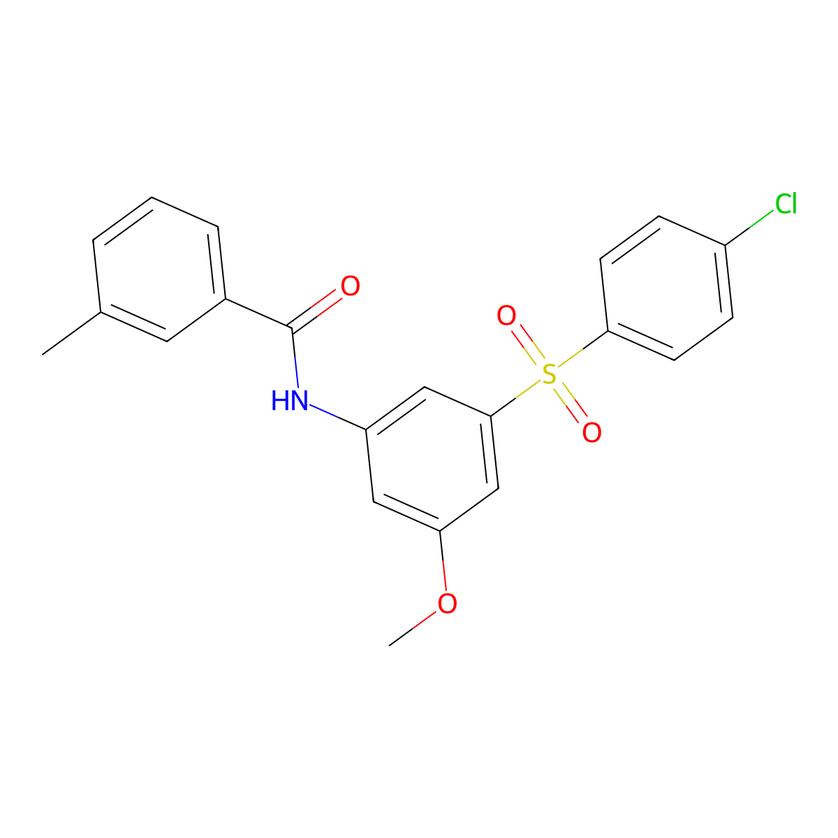 N-{3-[(4-chlorophenyl)sulfonyl]-5-methoxyphenyl}-3-methylbenzamide molecular structure, CAS 832136-29-5