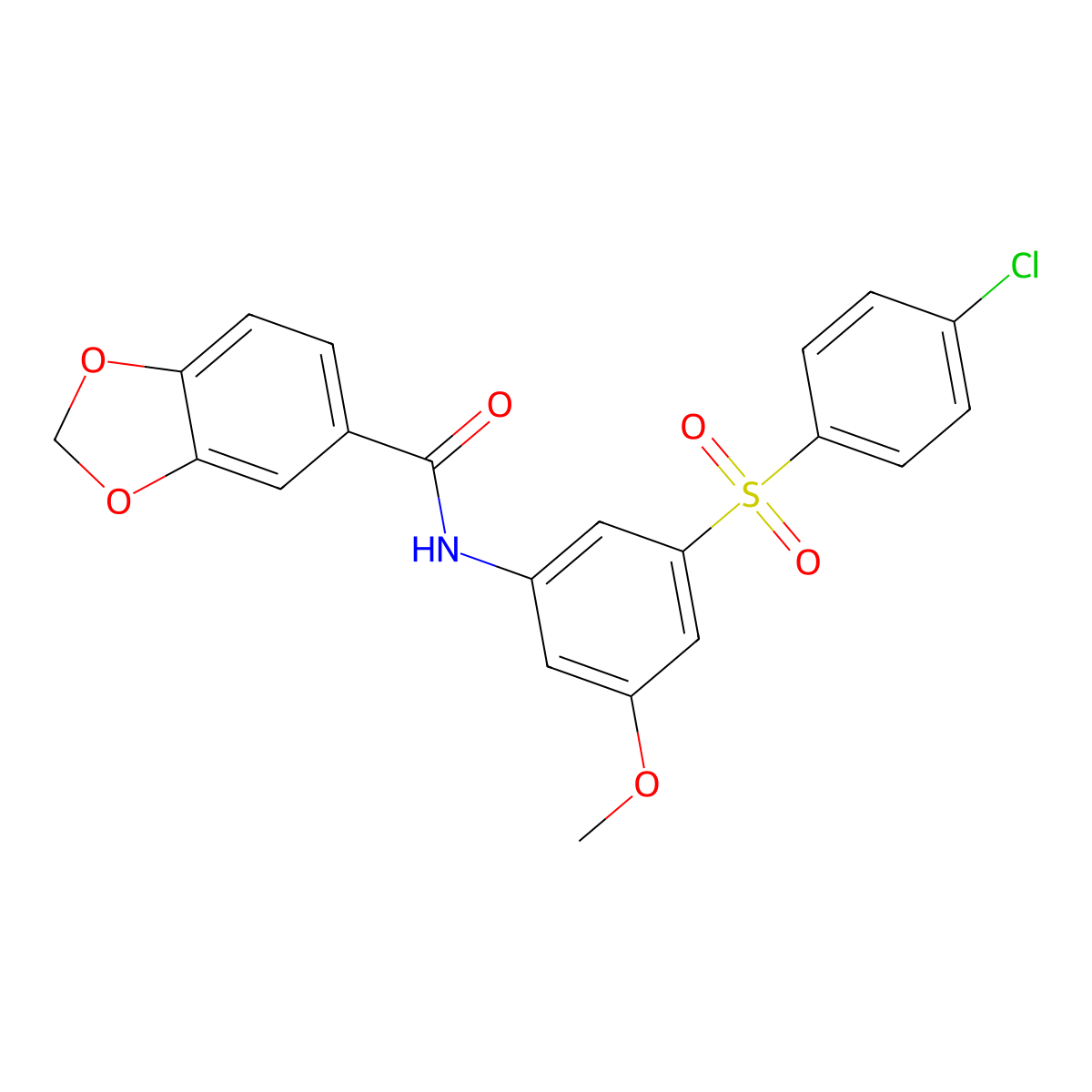 N-{3-[(4-chlorophenyl)sulfonyl]-5-methoxyphenyl}-1,3-benzodioxole-5-carboxamide molecular structure, CAS 832136-31-9