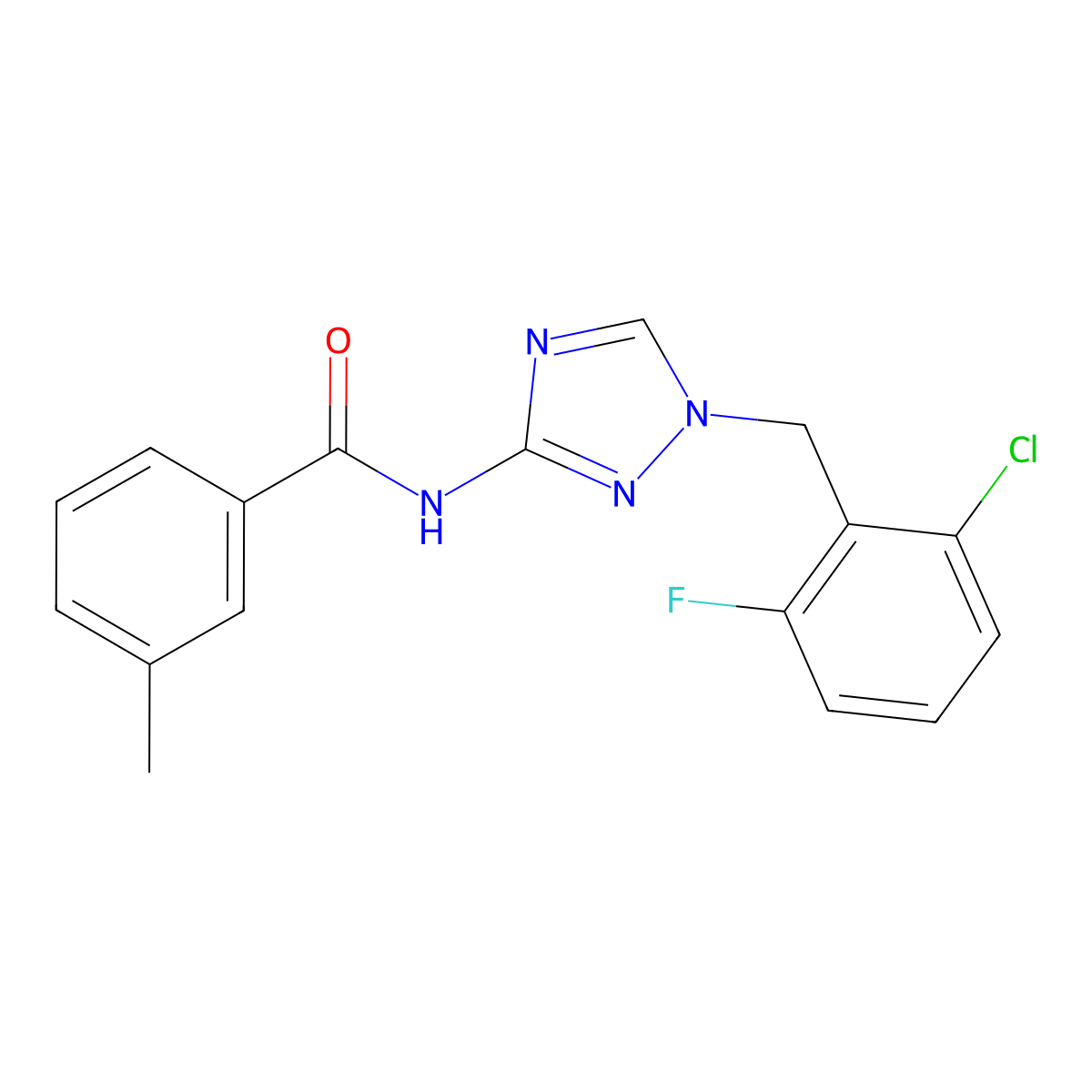 N-[1-[(2-chloro-6-fluorophenyl)methyl]-1,2,4-triazol-3-yl]-3-methylbenzamide molecular structure, CAS 832136-50-2