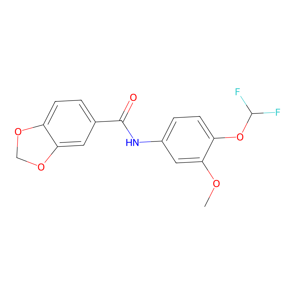 N-[4-(difluoromethoxy)-3-methoxyphenyl]-1,3-benzodioxole-5-carboxamide molecular structure, CAS 832136-58-0