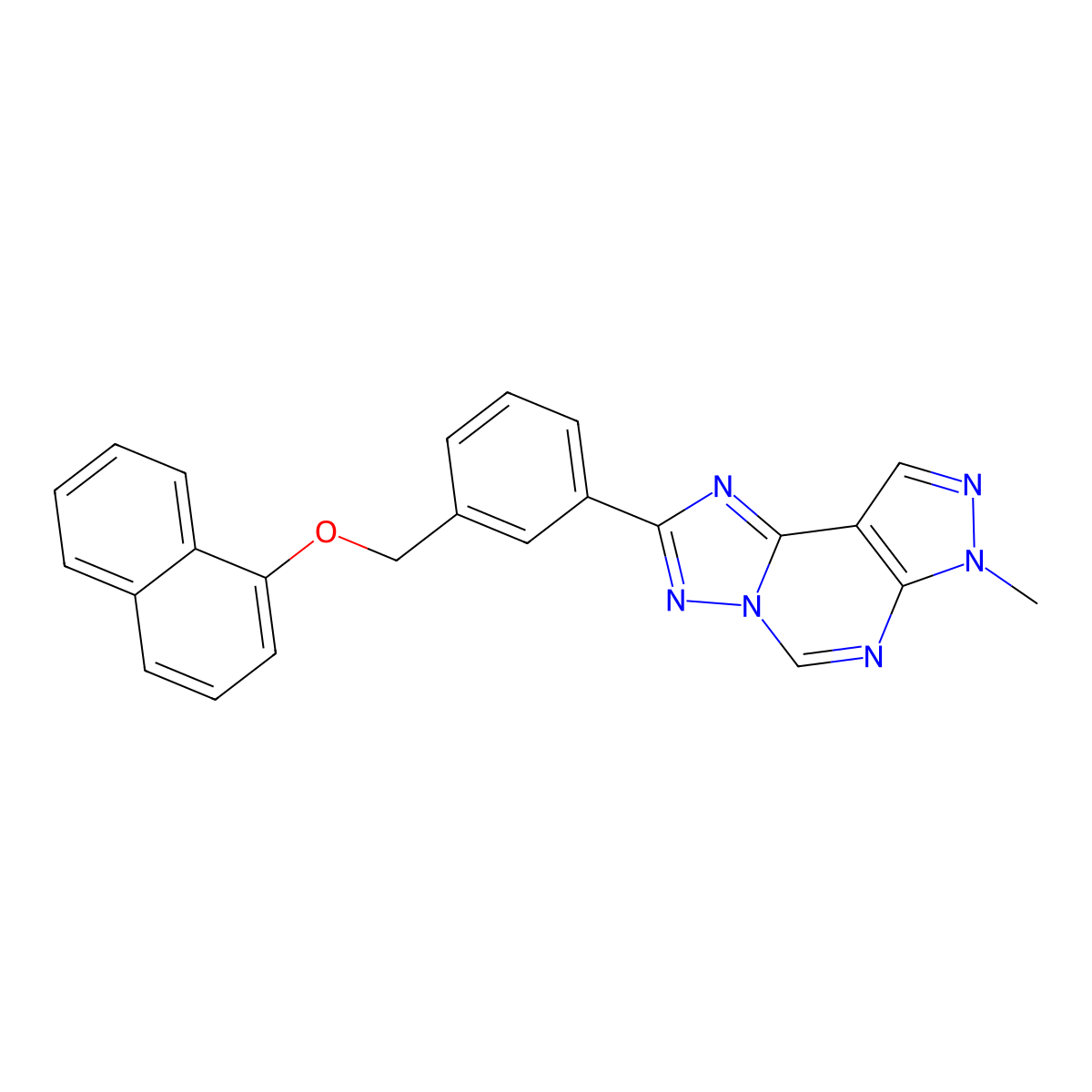 3-(7-Methyl-7H-pyrazolo[4,3-E][1,2,4]triazolo[1,5-C]pyrimidin-2-YL)benzyl (1-naphthyl) ether molecular structure, CAS 832136-74-0