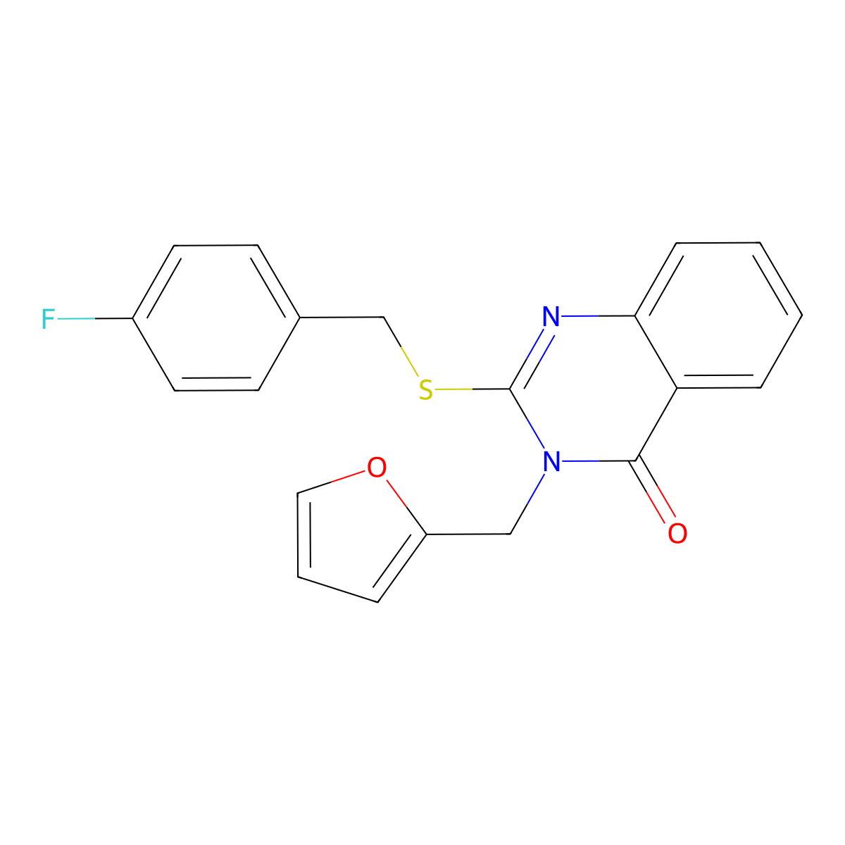 2-[(4-fluorobenzyl)sulfanyl]-3-(furan-2-ylmethyl)quinazolin-4(3H)-one molecular structure, CAS 832136-82-0
