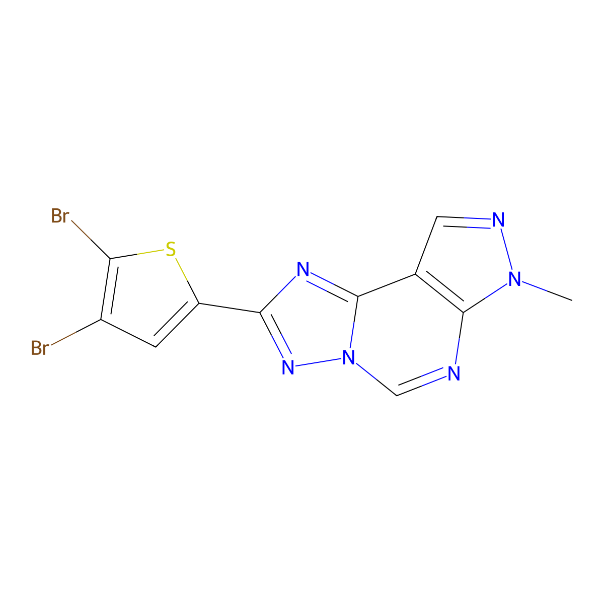 2-(4,5-dibromothiophen-2-yl)-7-methyl-7H-pyrazolo[4,3-e][1,2,4]triazolo[1,5-c]pyrimidine molecular structure, CAS 832136-85-3